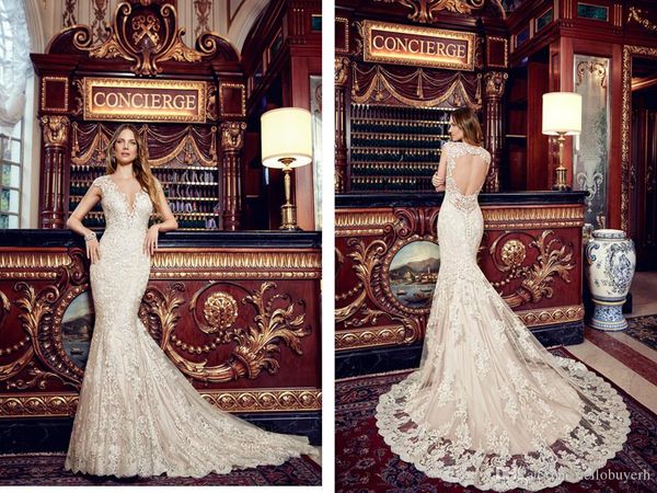 

2019 vintage lace mermaid v neck wedding dresses backless white camo wedding dress bridal gown