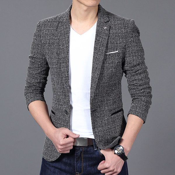 

luxury men brand suit jacket blazer spring fashion one button cotton slim fit men suit terno masculino blazers, White;black
