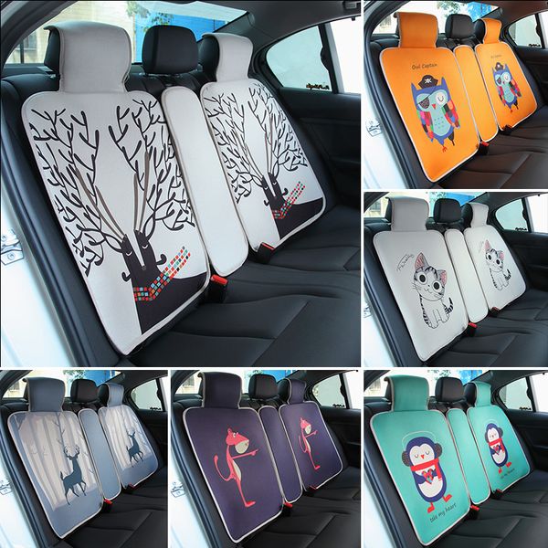 

techwill car back seat cover universal rear cushion cover four seasons three-seater interior backrest cartoon cute back seat pad