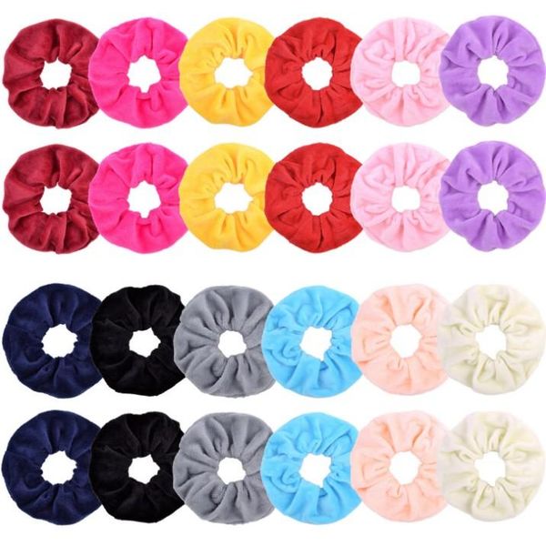 

12 colors girls sale solid elastic velvet hair tie pe dance party childrens ponytail holder childrens fashion hairband, Slivery;white