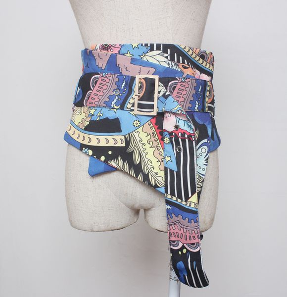 

super wide women dress belts vintage rose flower printing pattern cotton bowler waistband waist girdle female cummerbund dw09, Black;brown