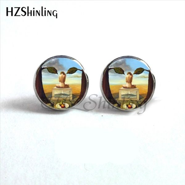 

2019 salvador dali studs earrings salvadordali painting ear nail at the moment of explosion earring glass cabochon hz4 nes-00102, Golden;silver