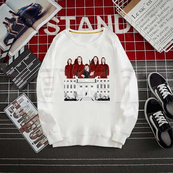 

money heist la casa de papel толстовка мужчины толстовка новая повседневная мужская bella ciao house of paper sweashirts o-образным вырезом, Black