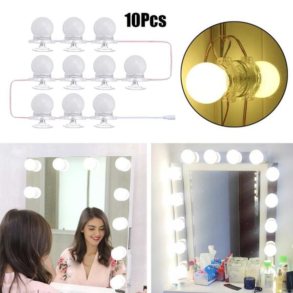 

10pcs women makeup mirror lamp light dimmable vanity lights diy led light bulbs kit wall lamp for dressing table bedroom mirror