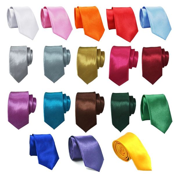 

Men Classic Solid Color 5cm Slim Groom Wedding Neck Ties Polyester Silk Business