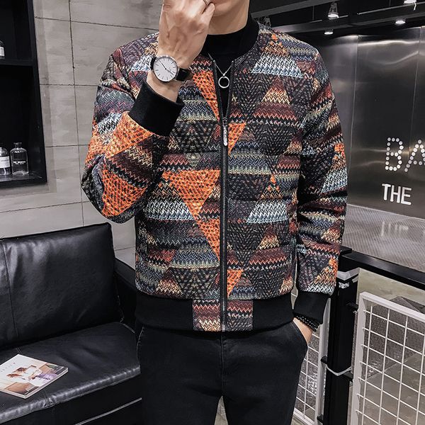 

diamond pattern baseball lead down jackets winter clothes thickening loose coat winter down jacket men's thick warm, Black