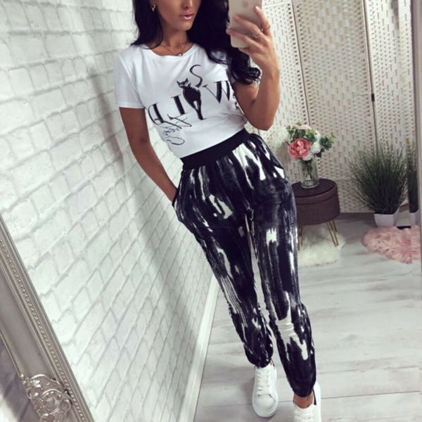 

fitness pencil pants printed sportwear high elastic waist womens yoga pants running slim trousers hot, White;red