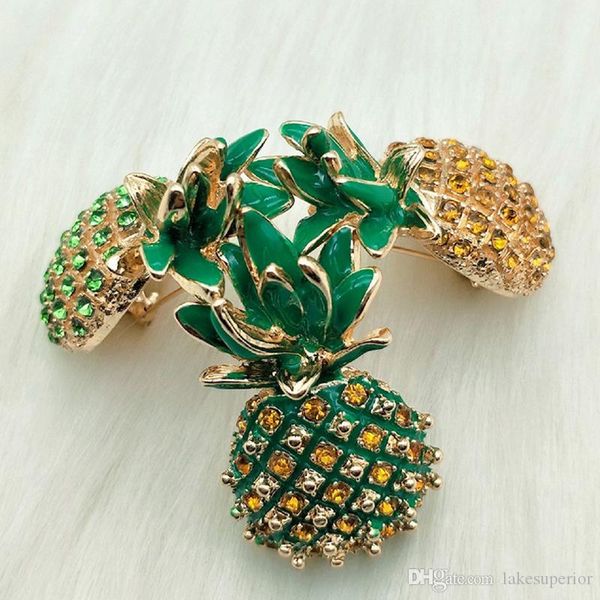 

boho style rhinestone pineapple brooch women fruit pineapple brooch suit lapel pin fashion jewelry gift for love girlfriend, Gray