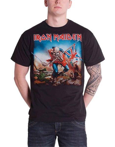 

официальная футболка iron maiden trooper обложка альбома логотип группы мужские хлопчатобумажные рубашки женский топ t0103, White