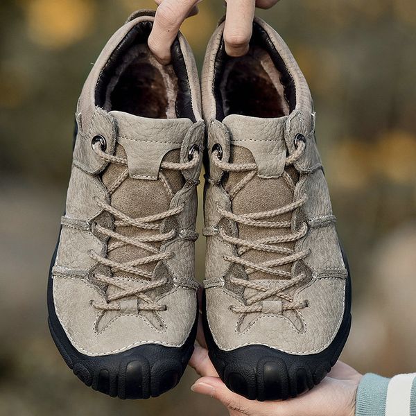 

men's tactical boots genuine leather men outdoor shoes breathable sneakers non-slip wear mountain hiking shoes men hunting boots, Black