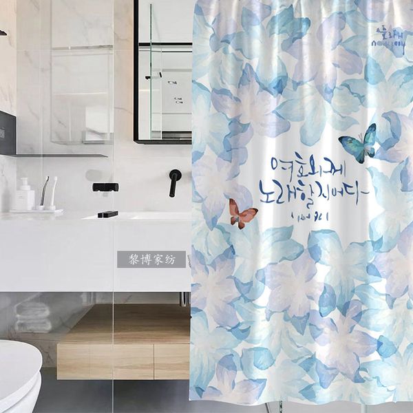 

painted butterfly pattern shower curtain, waterproof and mildew-proof shower curtain, bathroom curtain