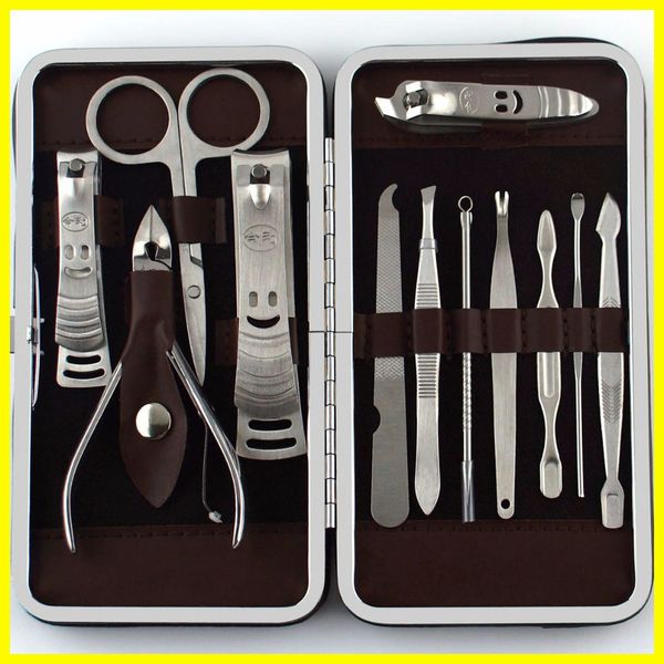 

12шт маникюр педикюр scissor пинцет нож уха pick utility когтерез kit, из нержавеющей стали для ухода за ногтями наборы инструментов