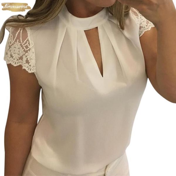 

блузы женщины плюс размер blusas с коротким рукавом сращивание кружева топы блузки летние рубашки шифон mujer de regular moda plus size, White