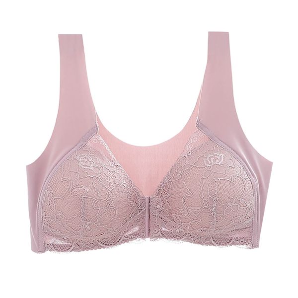 Reggiseno sportivo da donna senza cuciture, chiusura frontale regolabile, elastico con scollo a V, intimo push-up, reggiseni sportivi con rifiniture in pizzo, abbigliamento sportivo da donna