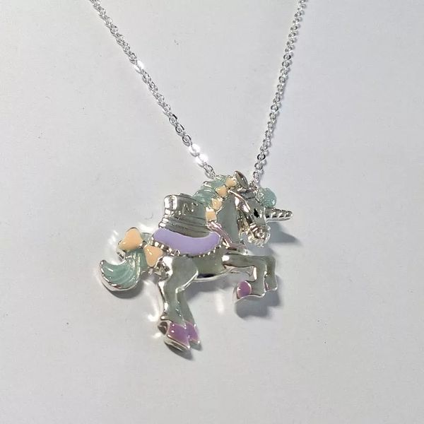 

silver unicorn tianma pendant short women's necklace