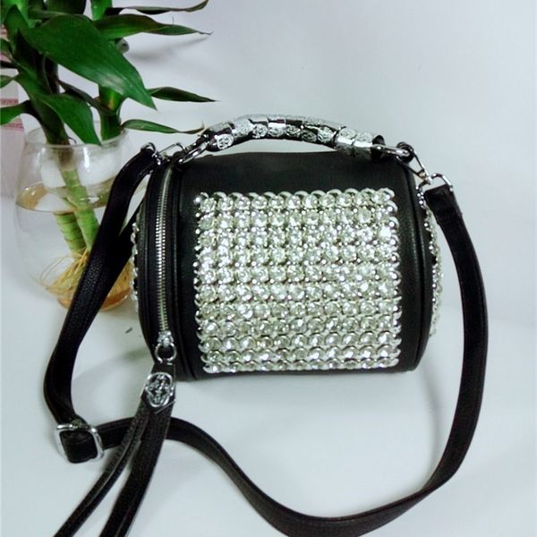 

with drill bag 2019 summer new korean fashion ladies handbag studded rivet single shoulder diagonal cylinder bag