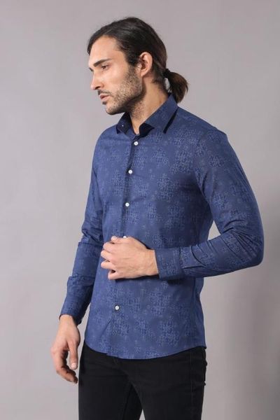 

flower pattern blue male shirt unimart shop | wessi, White;black