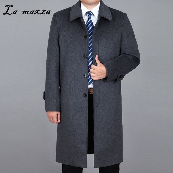 

winter 2019 smrat cashmere slim long coats turn-down collar singel breast button coats for men, Black