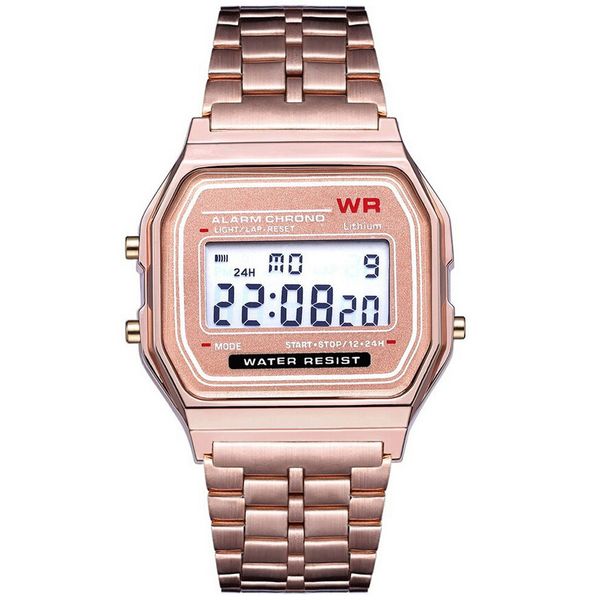 

fashion 2019 led digital waterproof quartz wrist watch dress golden wrist watch women men digital orologio da donna*, Slivery;brown
