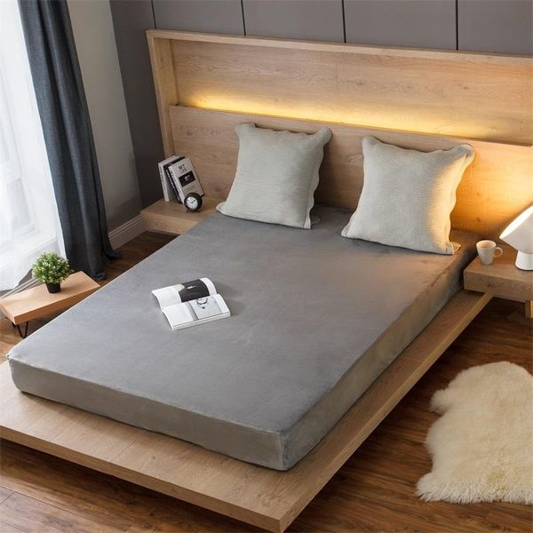 

warm flannel sheets 1pcs fitted sheet bed sheets with elastic band double queen size 180*200cm mattress cover 100% polyester