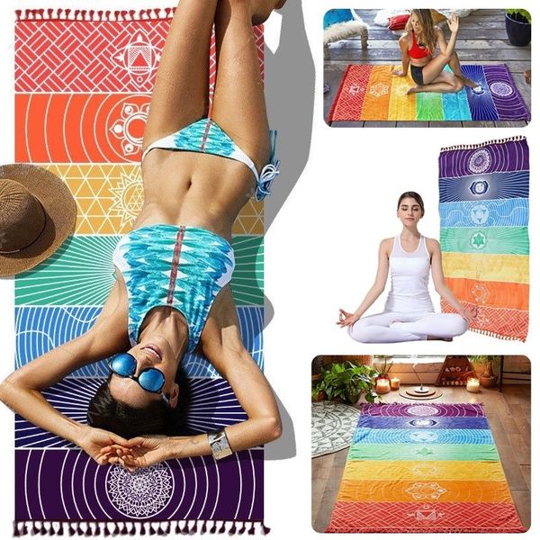 Rainbow Boho Beach Mat Fashion Newest Rainbow Mandala Blanket