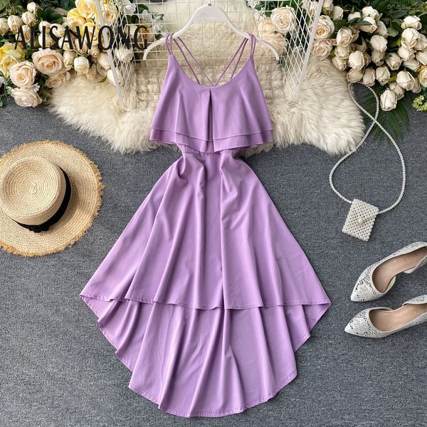 

summer seaside holiday dress women 2020 new backless spaghetti strap ruffle layer slim irregular hem dresses vestidos, Black;gray