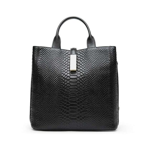 

black leather handbag women crocodile design handbag big european and american fashion shoulder cross bag gift 0875