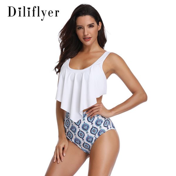 

bikini women's swimwear fashion summer new split swimsuit female european and american explosion bikini bikini ruffle swimsuit size s-x, White;black