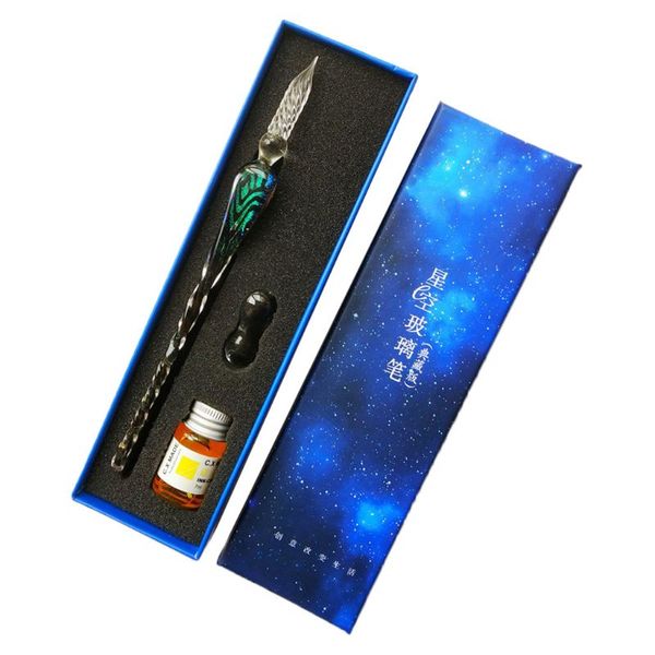 

vintage starry sky glass fountain dip pen signature ink set calligraphy writing l41e