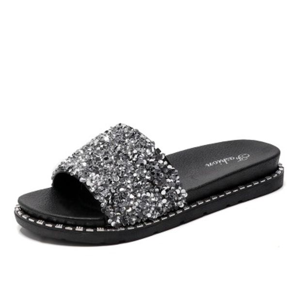 

2020 european designer women flat party fashion rivets girls pointed shoes dance shoes wedding shoes double straps sandals, Black
