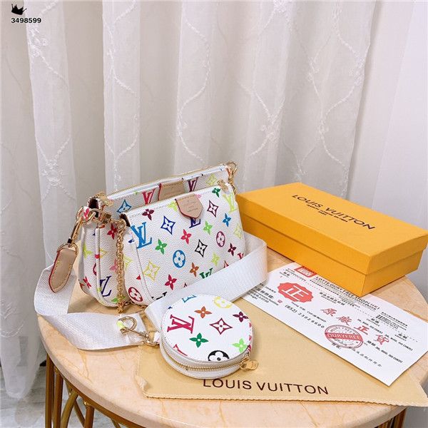 

3pcs full louis vuitton fashion leather handbags women tote shoulder bags wallet 5415