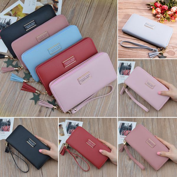 

женщины молния кожаный длинный кошелек дамы клатч монета телефон сумка кошелек карты держатель, Red;black