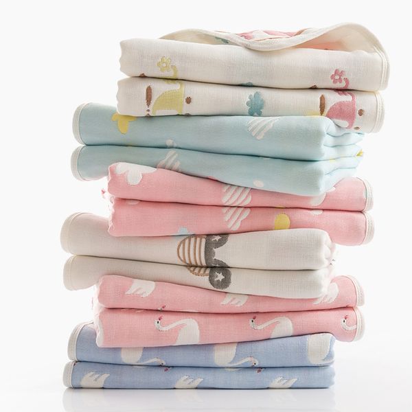 

6 layers baby muslin blanket envelope swaddle for newborns pure cotton gauze bath towel for infant soft hold wraps 110x110cm
