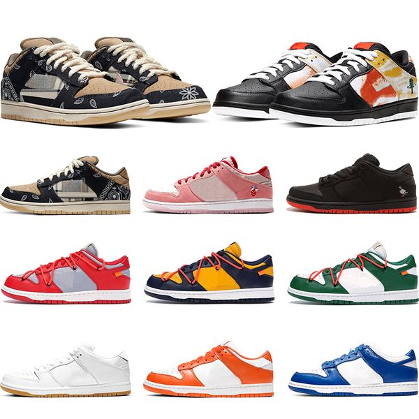 

brand travis scotts sb dunk low strangelove sneakers futura diamond raygun tie dye plum running shoes women mens casual sport trainers 36-44, White;red