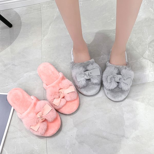 

low flock flat shoes female flower butterfly-knot ladies' slippers slipers women luxury slides lady 2019 designer massage girl, Black