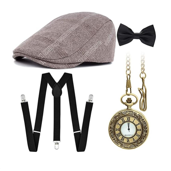 

the 1920s vintage great gatsby party retro set and newspaper boy retro set, Blue;gray