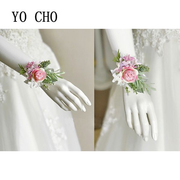 

yo cho rose wedding flower diy bride corsage wrist flower groom boutonniere bridesmaid bracelet groomsman prom party decoration