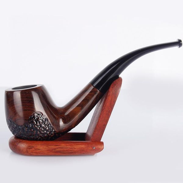

New Ebony Wood Pipe 15cm Bent Black Smoking Pipe Handmade Tobacco 9mm Filter Wooden Pipe
