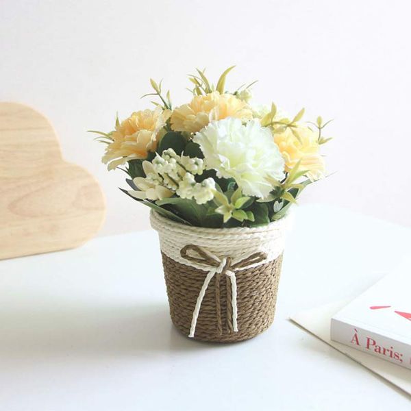 

carnation rattan flower basket simulation small bonsai mother's day gift artificial carnation home decoration