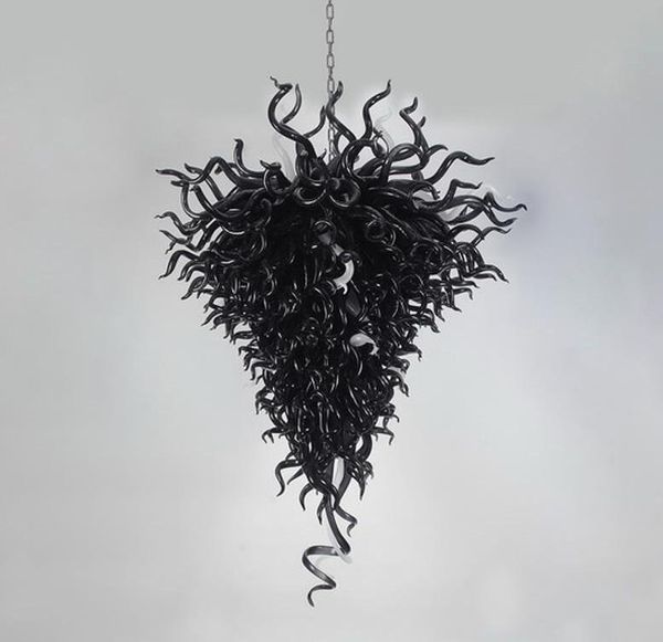 

magnificent modern black glass crystal chandelier party decor led lamp drop shape glass pendant hand blown glass flower chandelier