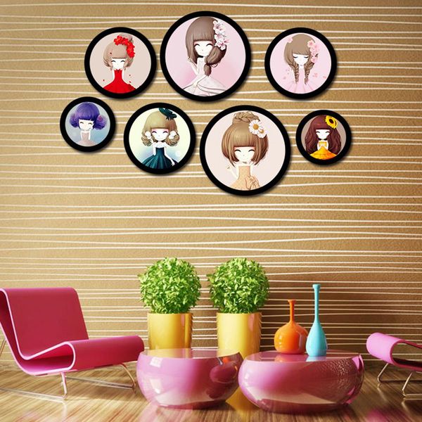 

yfashion modern round combination frame wall hanging no-trace p frame home art decoration