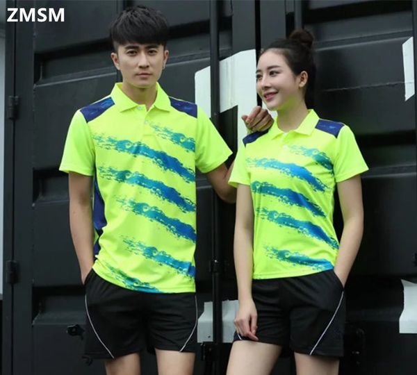 

zmsm 2017 twill printing couples mounted men& women tennis shirts shorts kit sports badminton table tennis jersey for y009, Black