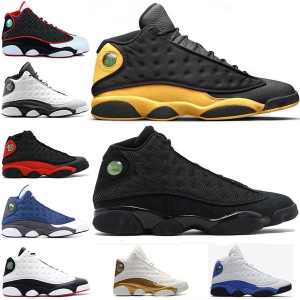 

with box 13 13s men women basketball shoes atmosphere grey cap and gown retro bred chicago black white sports j13 sneakers