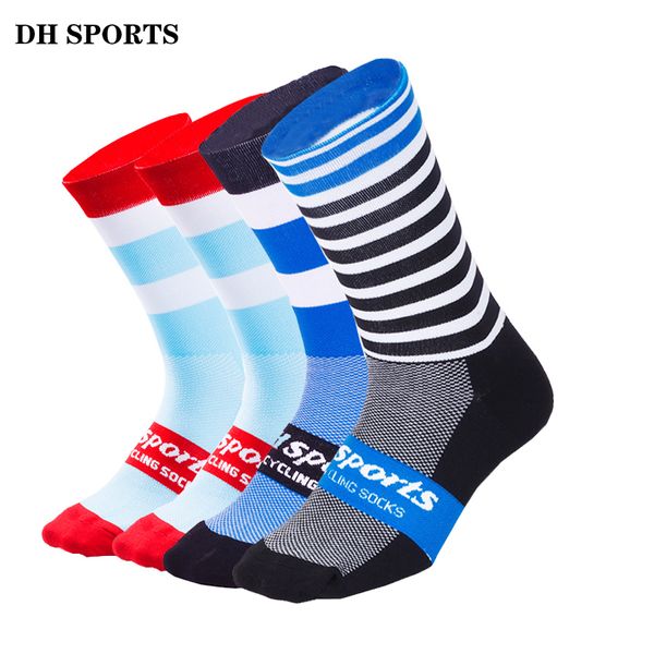 

dh sports new professional brand outdoor cycling socks breathable road bicycle socks individuality mountain bike racing, Black