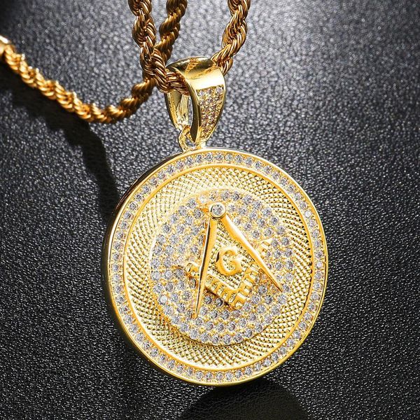 

men hip hop mason pendant necklaces stainless steel with zircon male vintage pendants hiphop necklace charm jewelry gifts, Silver