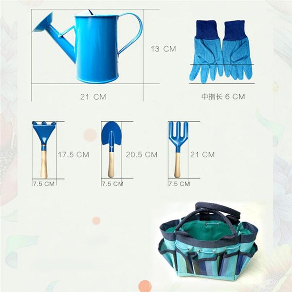 

yard gardening tools with garden gloves and garden tote for kids children gardening (blue