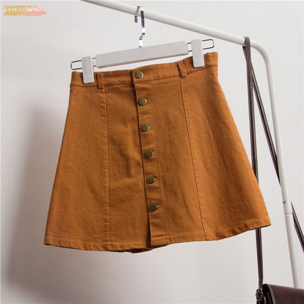 

female summer women a-line jeans skirt button high waist denim vintage skirts casual slim korean skirt girls, Black