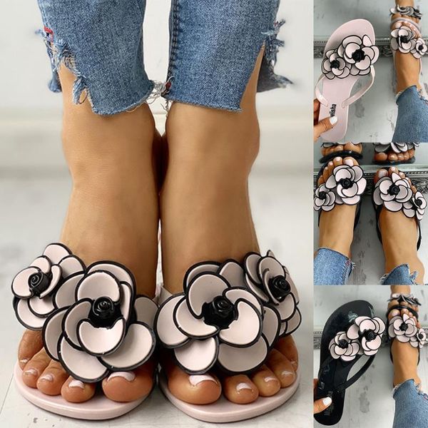 

slippers women shoes ladies fashion casual floral flip flop outdoor slippers beach shoes chaussures femme zapatos de mujer, Black