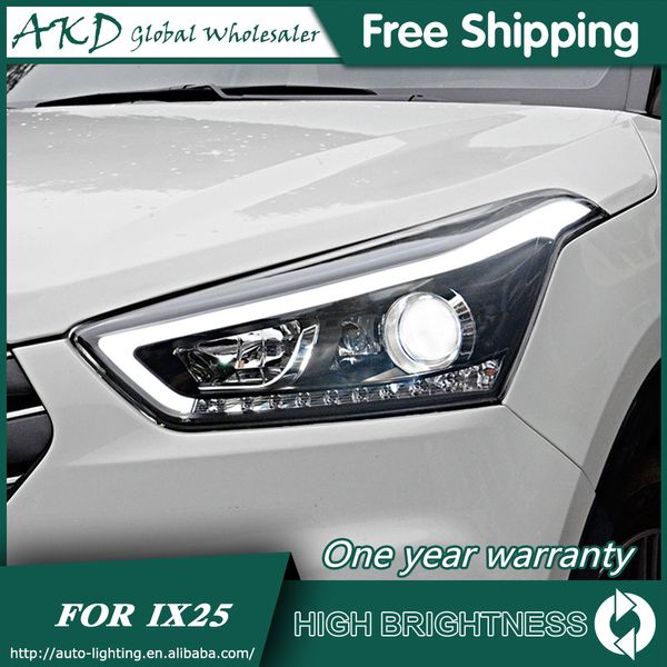 

headlights for car ix25 2014-2018 creta drl day running light head lamp led bi xenon bulb fog light tuning car accessory