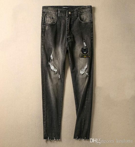 

mens 2020 luxury designer jeans men casual brand torn distressed skinny denim trousers motorcycle trousers hip hop pants black white blue em